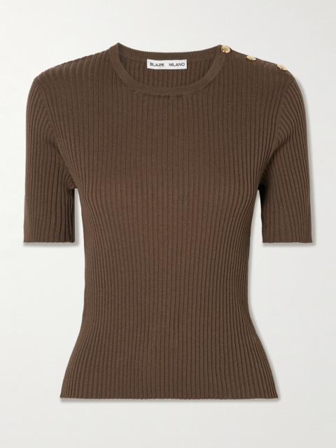 BLAZÉ MILANO Alegria Ribbed Silk And Cotton-blend T-shirt