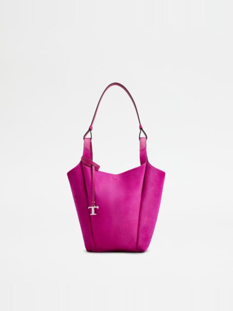 SMALL BUCKET BAG IN PONY-SKIN EFFECT LEATHER - PINK
