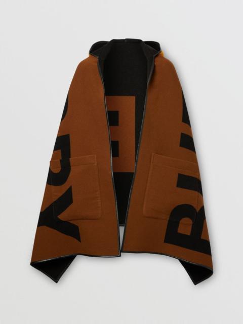 Burberry Logo Wool Cotton Jacquard Hooded Cape