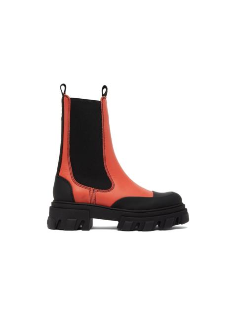 GANNI Red Chelsea Ankle Boots