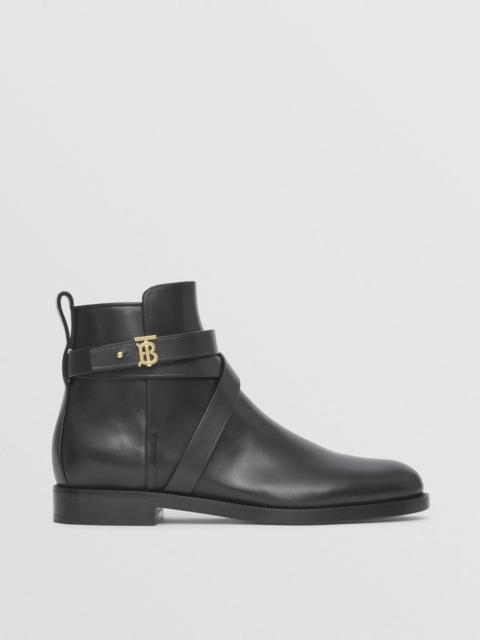 Burberry Monogram Motif Leather Ankle Boots