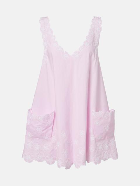 juliet dunn Embroidered cotton poplin minidress