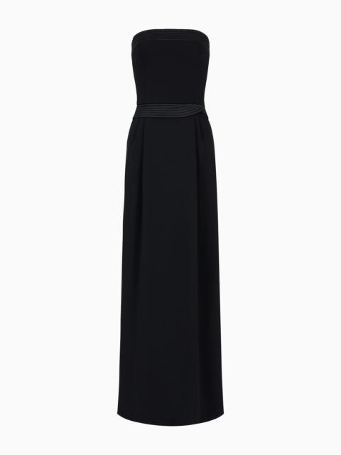 EMPORIO ARMANI Strapless long dress in technical crêpe with quilted details