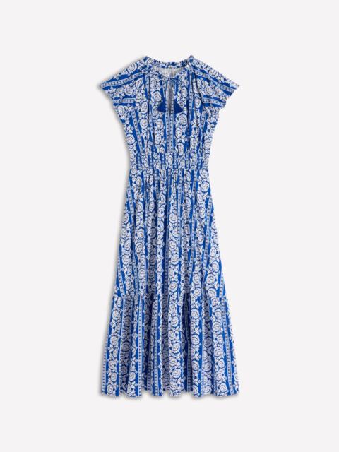BODEN Tala Tiered Jersey Maxi Dress-Bright Blue, Ornate Floret