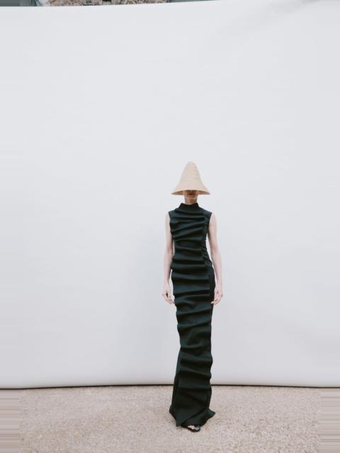 A.W.A.K.E. MODE BIB-FRONT MAXI DRESS BLACK