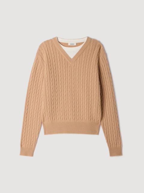 Sandro 2-IN-1 CABLE KNIT SWEATER