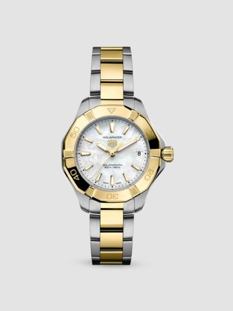 TAG Heuer Women's Aquaracer Professional 200 Solargraph Stainless Steel, 18K-Gold-Plated & Mother-Of-Pearl Bra