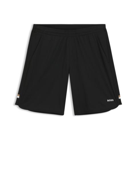 BOSS ACTIVE STRETCH-FABRIC SHORTS WITH MESH POCKET BAGS