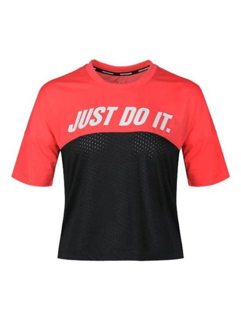 Nike (WMNS) Nike Retro Tailwind Mesh Breathable Colorblock Sports Short Sleeve 'Red Black' AJ8663-850
