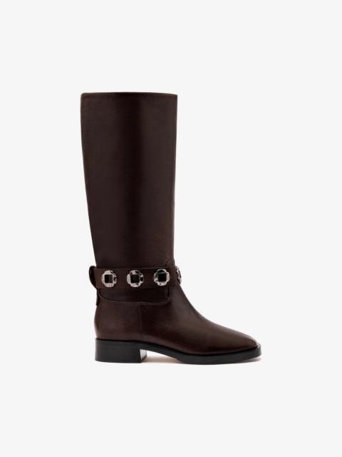 Larroudé Milan Flat Boot In Brown Leather