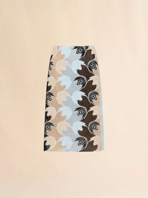 Marni BLUE AND BLACK BRODERIE ANGLAISE FLORAL SKIRT