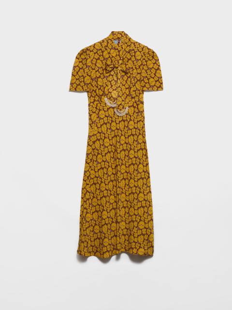 Prada Embroidered printed sable dress