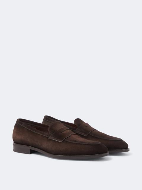 Santoni Gregor suede penny loafers