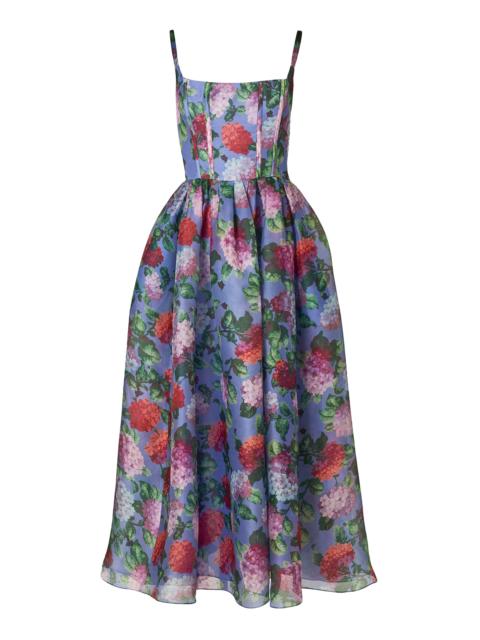 CAROLINA HERRERA Hydrangea-Printed Crepe Midi Dress floral