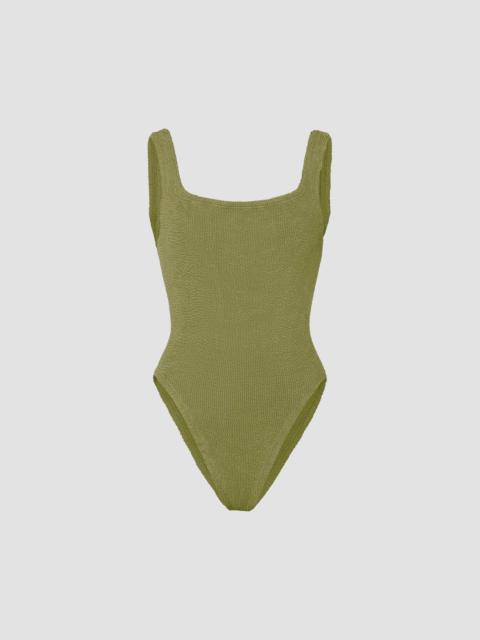 Hunza G Women's Squareneck One-Piece Swimsuit - Metallic Moss