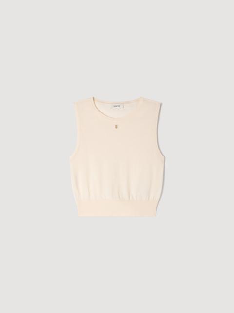 Sandro SLEEVELESS SHORT KNIT SWEATER