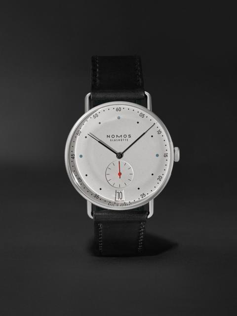 NOMOS Glashütte Metro 38 Date Hand-Wound 38.5mm Stainless Steel and Leather Watch, Ref.No. 1102 White