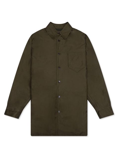 PADDED COTTON SATIN SHIRT - MILITARY GREEN