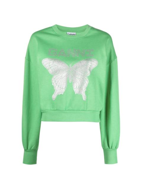 GANNI butterfly-print organic cotton sweatshirt
