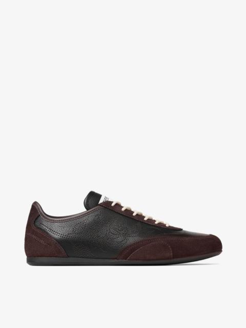 JIMMY CHOO Sunny F Black and Chocolate Leather Mix and Perforated Leather Low Top Trainers