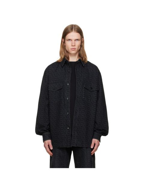 Balmain Black Monogram Denim Overshirt