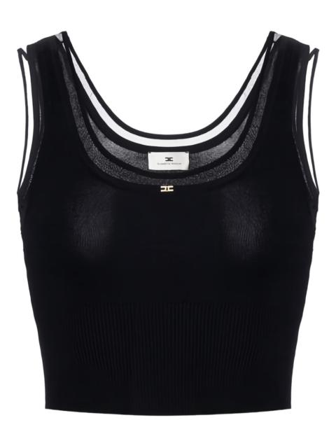 ELISABETTA FRANCHI ribbed jewel-logo crop top