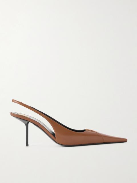 SAINT LAURENT Babylone Logo-embellished Leather Slingback Pumps