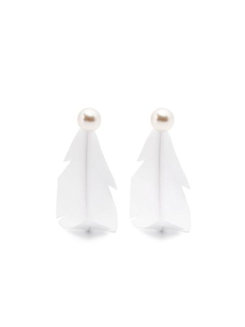 Marni fabric-feather earrings
