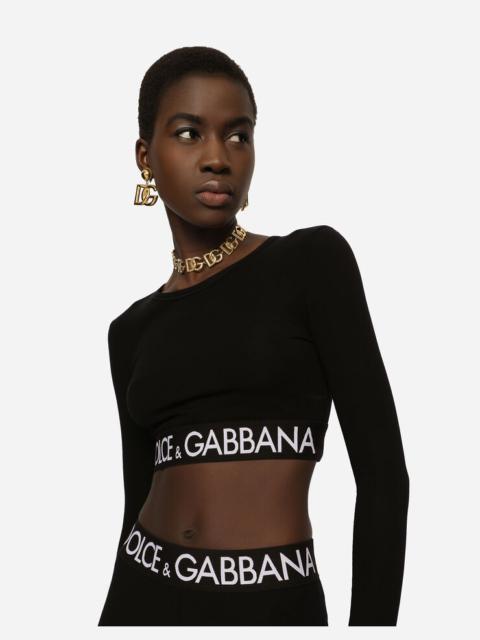 Dolce & Gabbana Long-sleeved jersey top with branded elastic