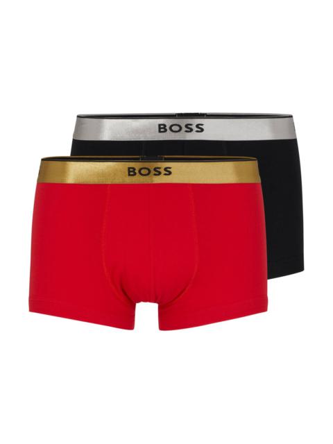 BOSS TWO-PACK OF COTTON TRUNKS WITH METALLIC BRANDED WAISTBANDS