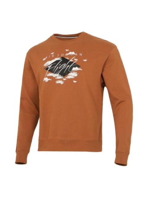 Jordan Men's Air Jordan SS22 Printing Fleece Sports Round Neck Khaki DH9036-241