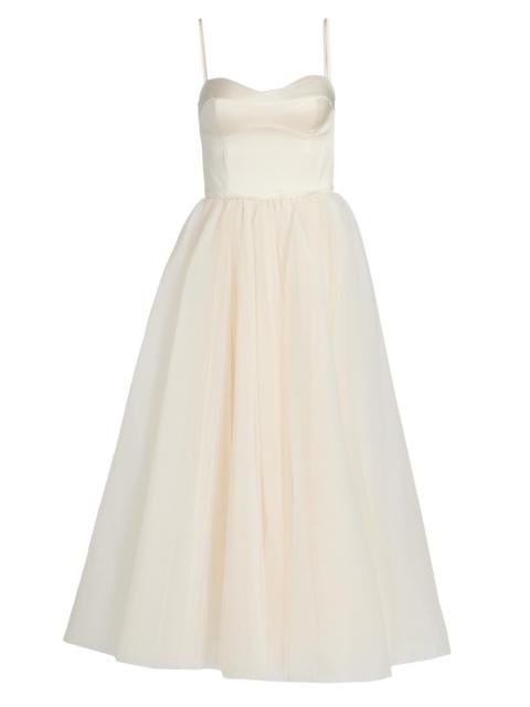 Reformation Women's Alouette Satin Tea-Length Dress - Fior Di Latte