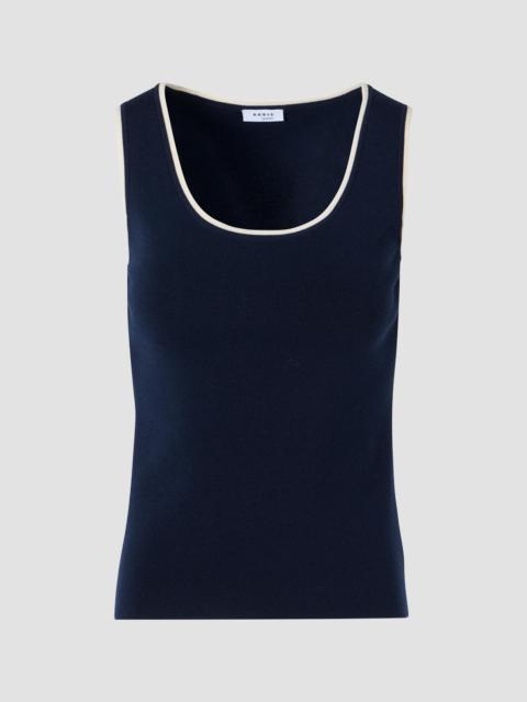 AKRIS Women's Stretch-Wool Rib-Knit Tank - Navy Cream