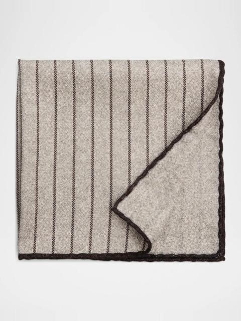Brunello Cucinelli Men's Fine Stripe Double-Face Silk Pocket Square
