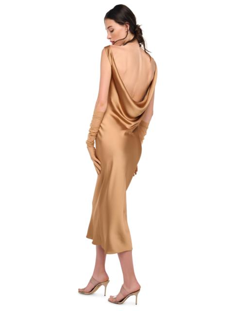 NORMA KAMALI SLEEVELESS LOW BACK DRAPE DRESS