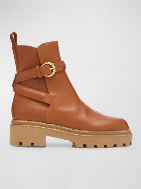 ULLA JOHNSON Lennon Leather Buckle Lug-Sole Boots