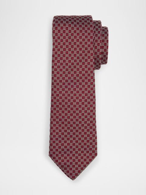 EMPORIO ARMANI Men & apos;s Micro-Geometric Square Silk Tie