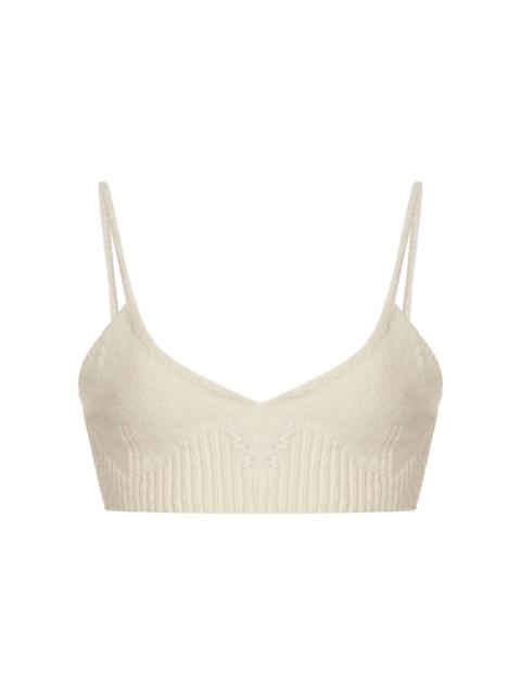 Cropped Ribbed Knit Cotton-Wool Top neutral
