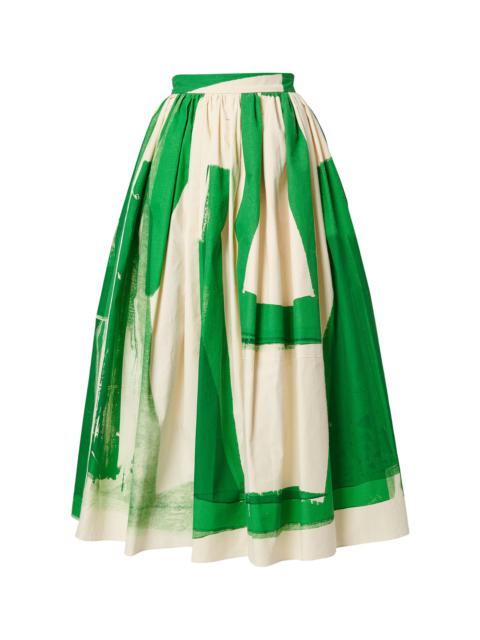 Erdem Pleated Cotton Faille Midi Skirt multi