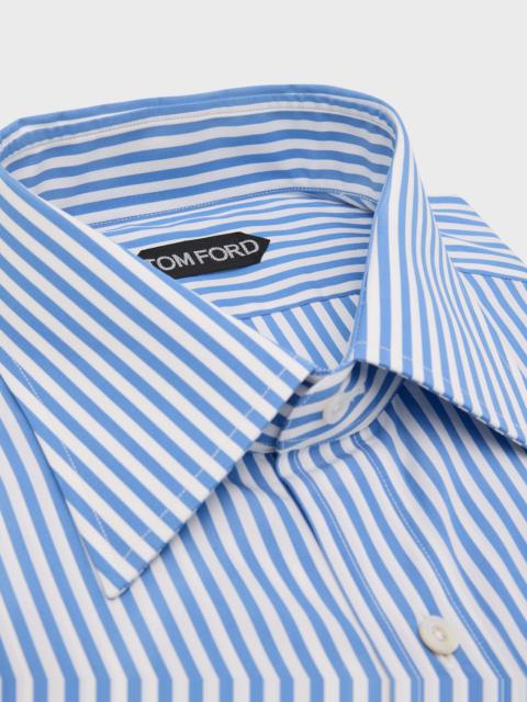 Men's Cotton Baton Stripe Slim-Fit Dress Shirt