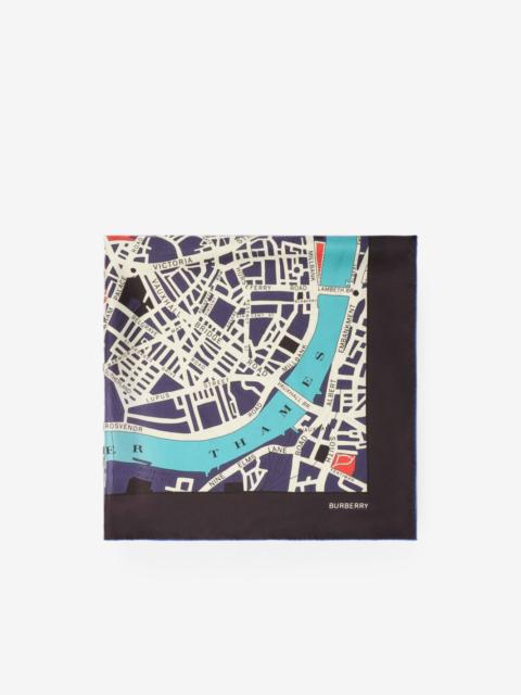Burberry London-map silk scarf