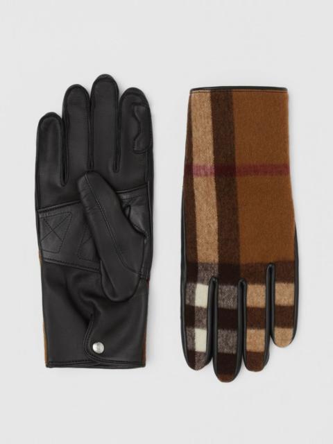 Burberry Cashmere-lined Check Wool and Lambskin Gloves