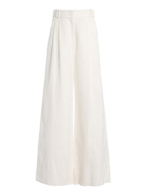 Another Tomorrow High-Rise Wide-Leg Pants off-white