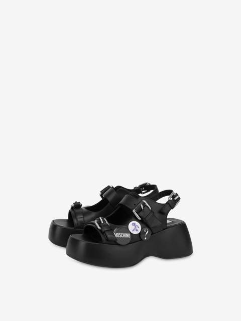 Moschino PLATFORM SANDALS IN CALFSKIN MOSCHINO PINS
