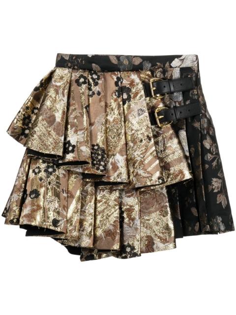 Roberto Cavalli brocade-pattern pleated miniskirt