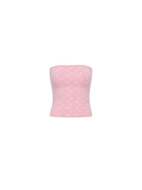 Marine Serre FLUFFY MOON JACQUARD KNIT BUSTIER TOP