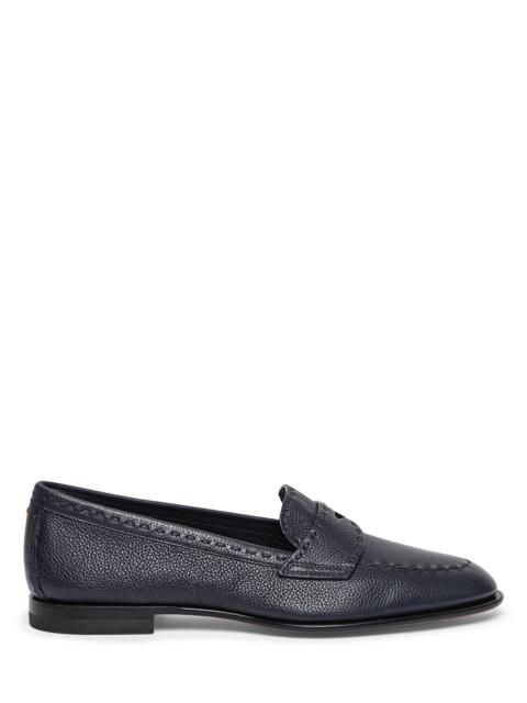 Santoni Women's blue leather penny loafer