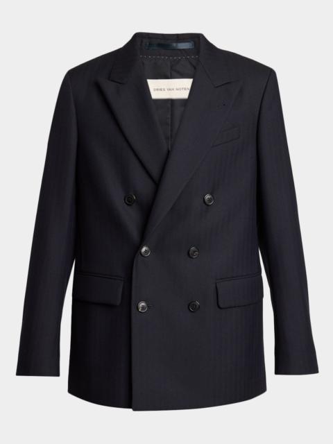 Dries Van Noten Men's Buforden Double-Breasted Wool Jacket