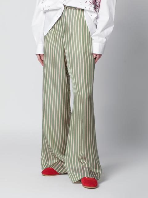 Dries Van Noten Wide-leg green striped trousers