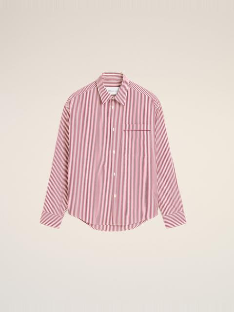 AMI Paris RED BOXY STRIPED COTTON SHIRT